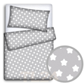 Baby Bedding Set 120x90cm Pillow Duvet 4Pc Fit Cot Big White Stars On Grey