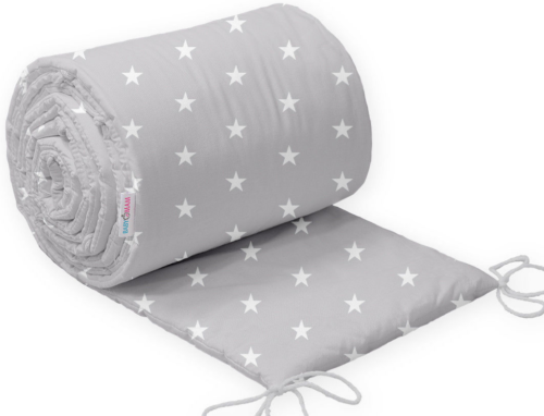 Bedding Set 3Pc Bumper All Around Pillowcase Duvet Cover Fit Cot 120x60cm Small White Stars