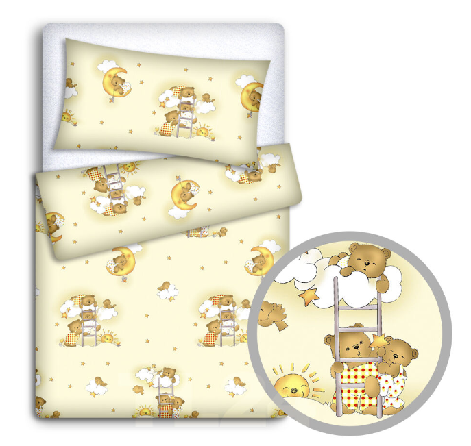 Baby Bedding Set 120X90 Pillowcase Duvet Cover 2Pc Fit Cot 120X60 Ladder Cream - MyHappy Baby
