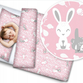 Baby 4Pc Bedding Set With Pillow And Duvet Nursery 120X90cm Bunny Pink