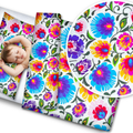 Bedding Set 2Pc Fit Junior Bed 150X120cm Pillowcase Duvet Cover Flowers On White