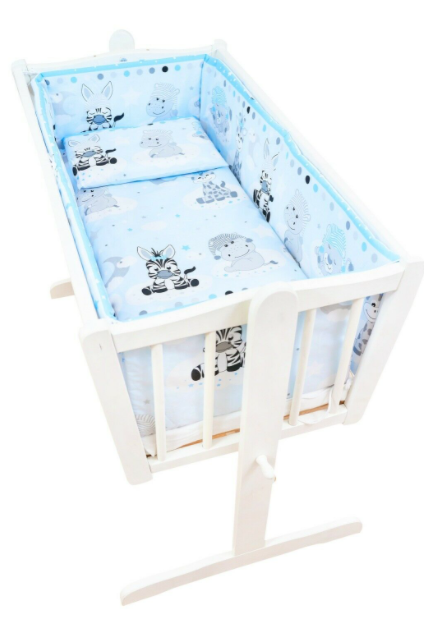 Sweet Animals Blue Baby 3Pc Bedding Set Pillow Case/Duvet Cover/Bumper  70X80