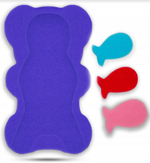 Baby Bath Sponge + 3 Small Sponges Safety Support Comfort Soft Safe Foam Violet - MyHappy Baby