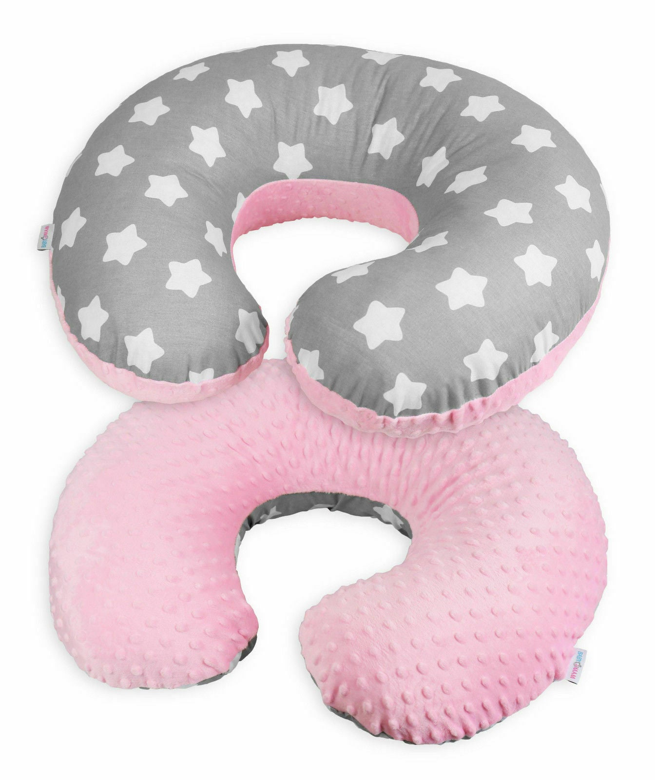 Baby Feeding Pregnancy Pillow Cover Newborn Nursing Dimple Pink /Big White Stars - MyHappy Baby