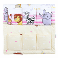 Cot Tidy Organiser Bed Nursery Hanging Storage 6 Pockets Safari Pink