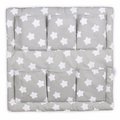 Cot Tidy Organiser Bed Nursery Hanging Storage 6 Pockets Big White Stars On Grey