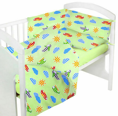 Baby bedding set 2pc 100% cotton pillowcase duvet cover 135x100cm - Planes Green - MyHappy Baby