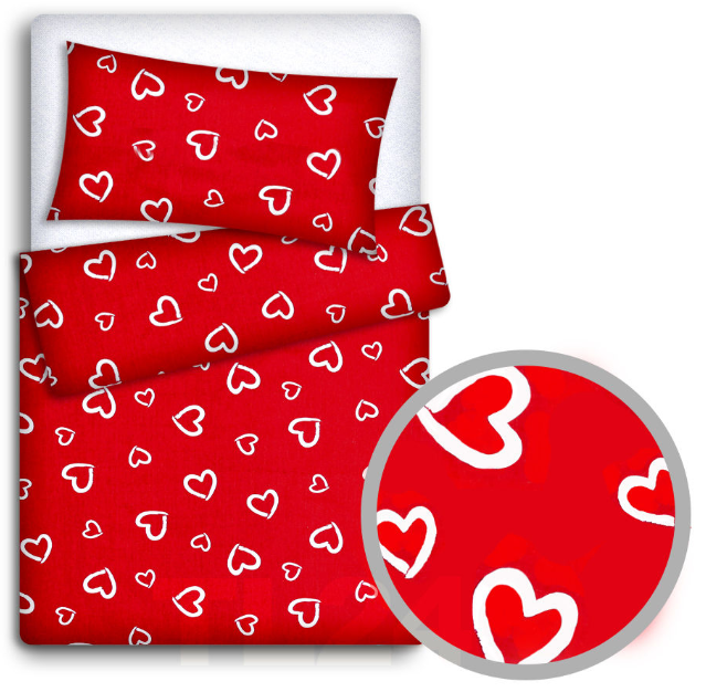 Baby Bedding Set 70X80cm Pillow Duvet 4Pc Fit Crib White Hearts On Red