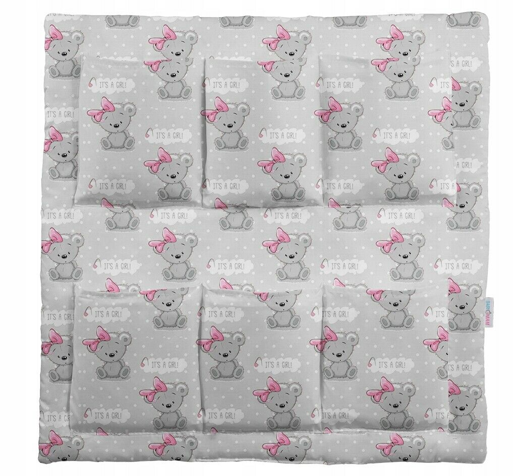 Cot Tidy Organiser Bed Nursery Hanging Storage 6 Pockets Teddy Girl Bear Grey