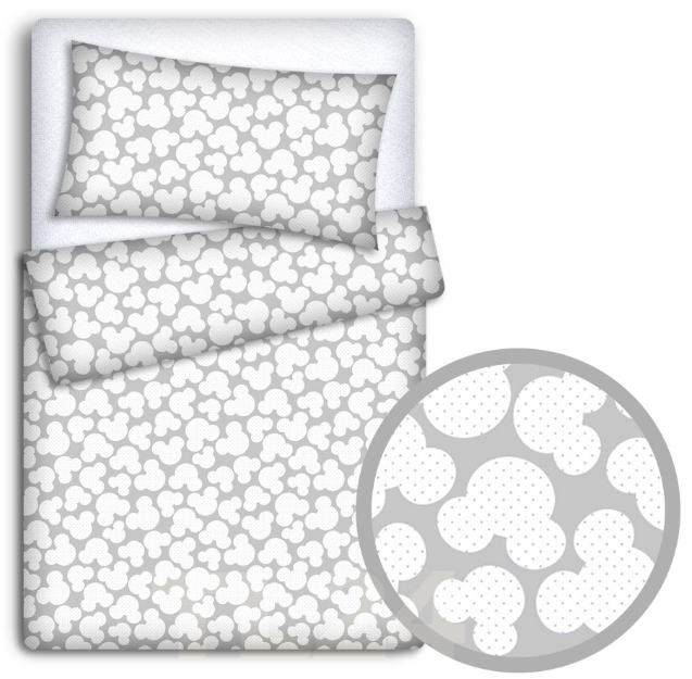 Baby Bedding Fit Cotbed 135X100cm Pillowcase Duvet Cover 2Pc Mouse Grey - MyHappy Baby
