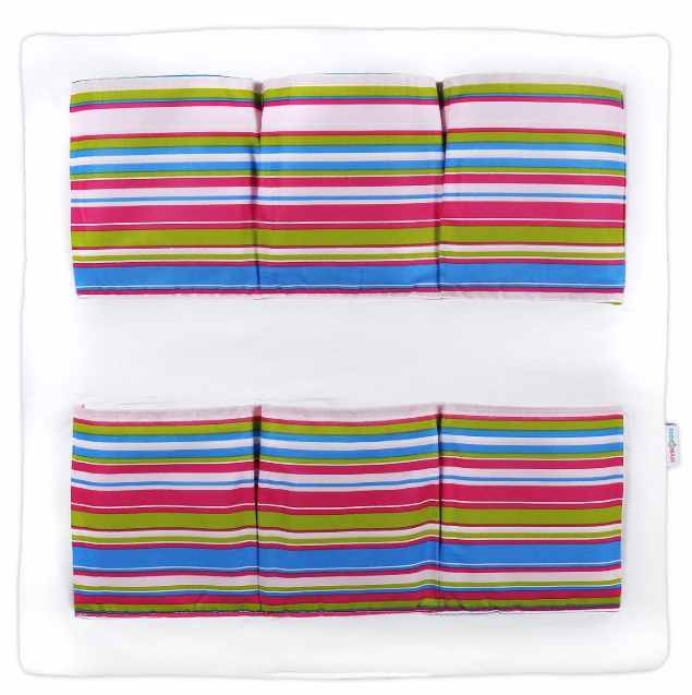 Cot Tidy Organiser Bed Nursery Hanging Storage 6 Pockets Magenta Stripes
