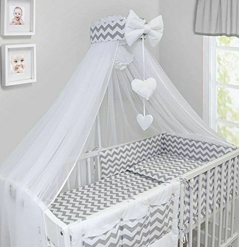 Baby 3Pc Bedding Set Cotton Pillow Duvet Bumper Fit Cot 120X60cm Zig Zag