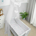 Baby Cot Bedding Set - 10 Piece Including Cot Bumper, Pillow, Duvet and Canopy to Fit Crib 90x40cm Grey Pink Stars - 100% Cotton