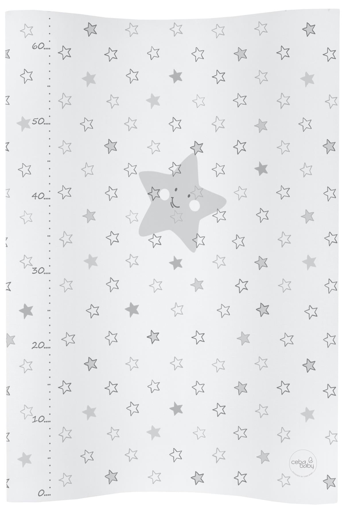 Baby Changing Mat Padded Soft Base 70x50cm Waterproof Raised Edges Stars Grey