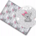 100% cotton fitted sheet printed design for baby crib 90x40cm Teddy Girl grey