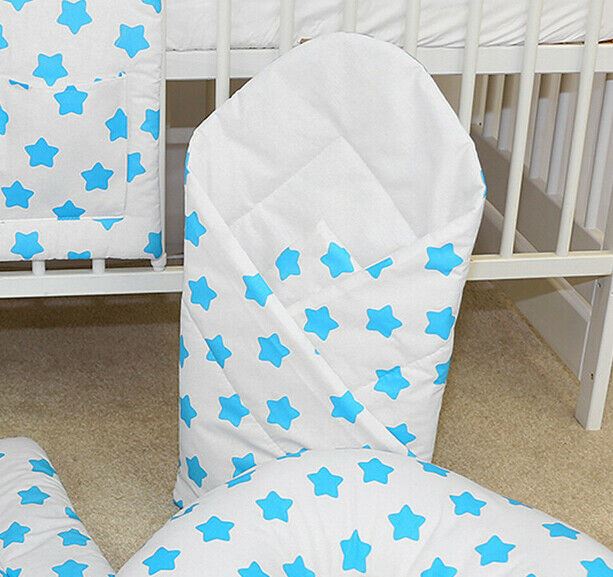 Baby Swaddle Wrap Newborn Bedding Blanket 100% Cotton Sleeping Bag Big Turquoise Stars On White