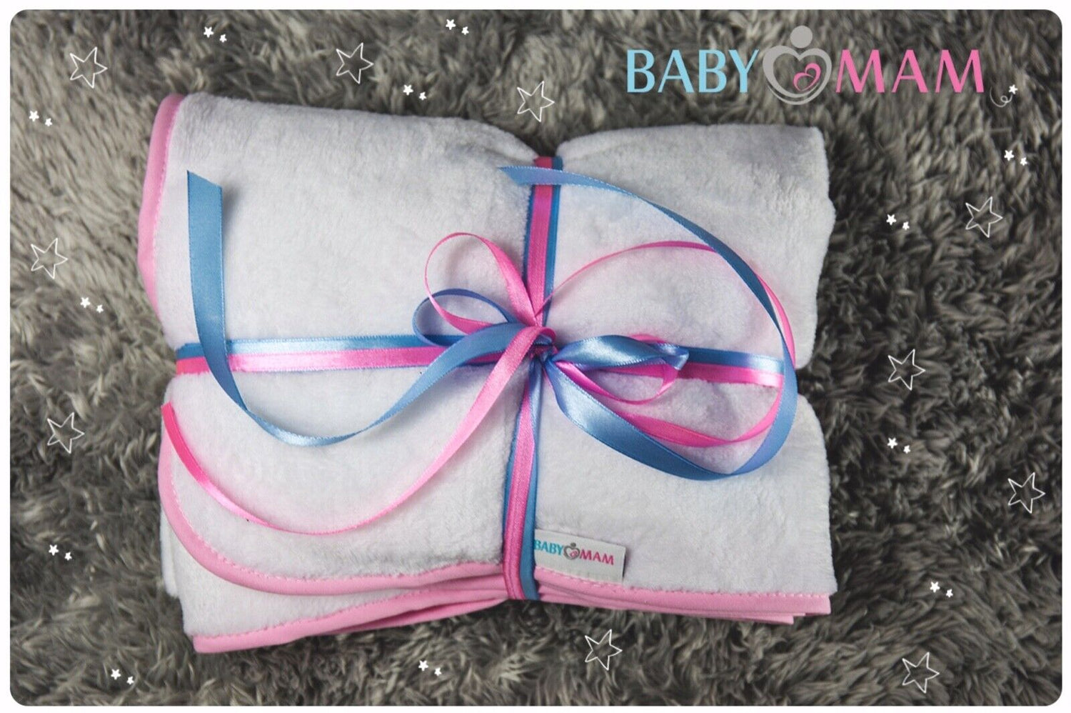 Baby blanket Super soft plush infant nursery cosy baby gift 75x100cm - White/Pink