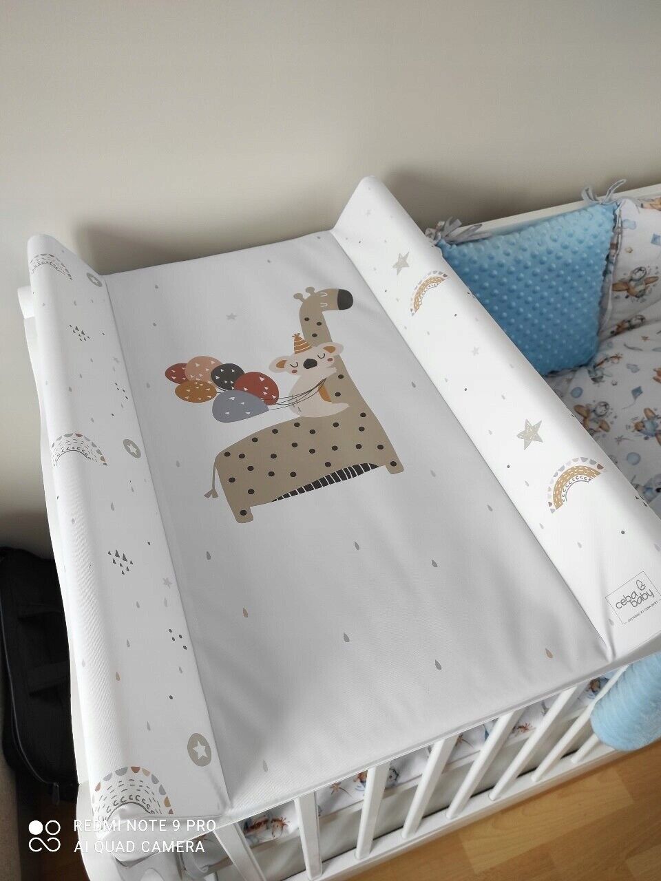 Baby Changing mat Hard Base Nursery Padded 70x50cm Fit Cot Giraffe