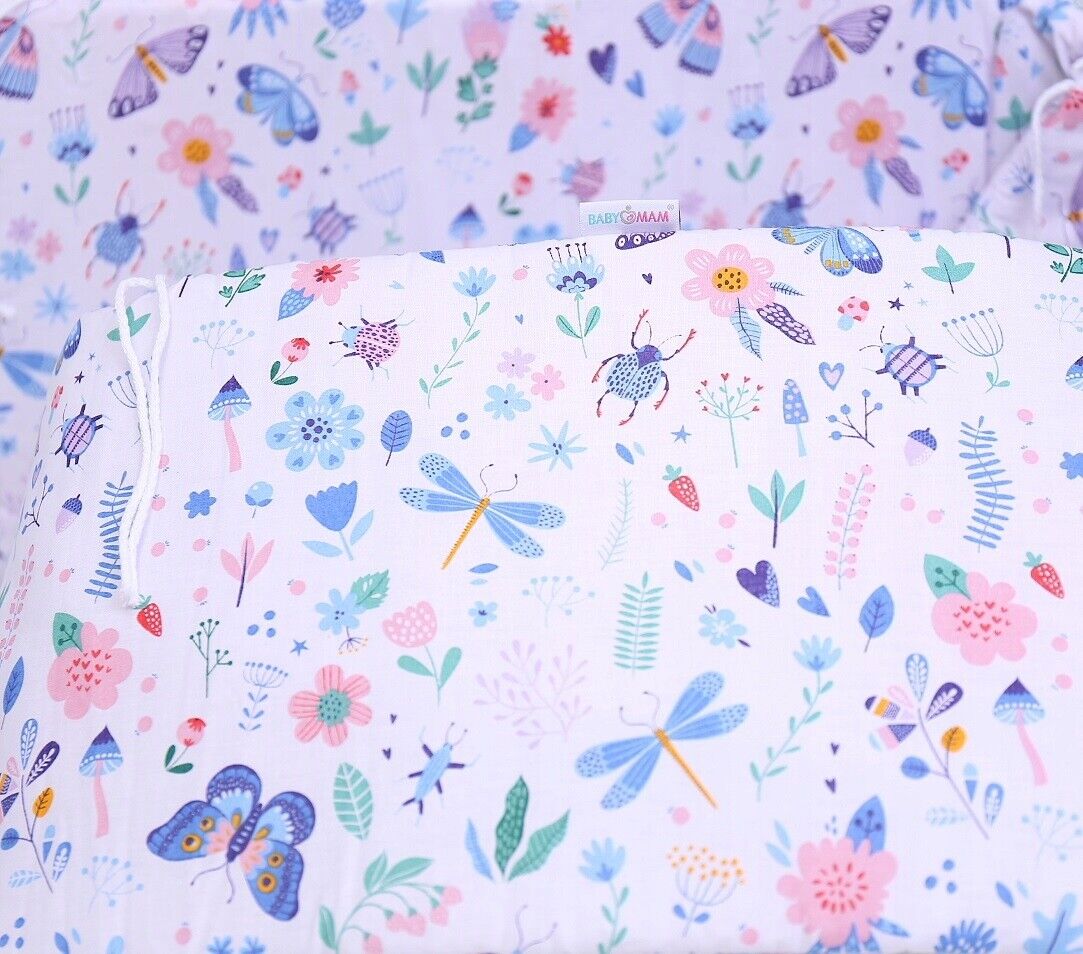 3Pc Baby Bedding Set Bumper Pillowcase Duvet Cover Fit Cot 120x60cm On the Meadow