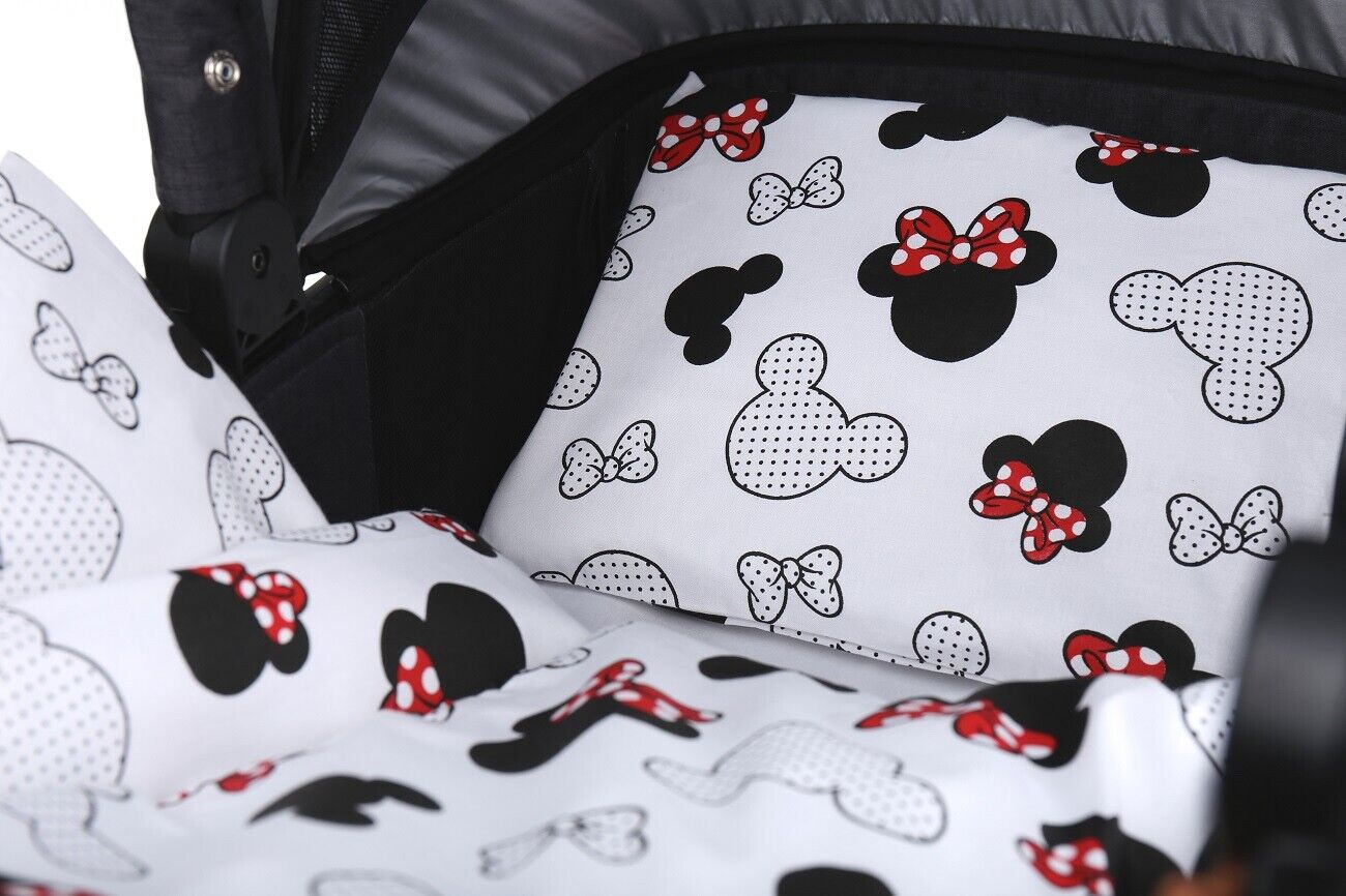 Baby Bedding Set 2pc fit Cradle/Moses basket/Pushchair 70x80 Bow Ears