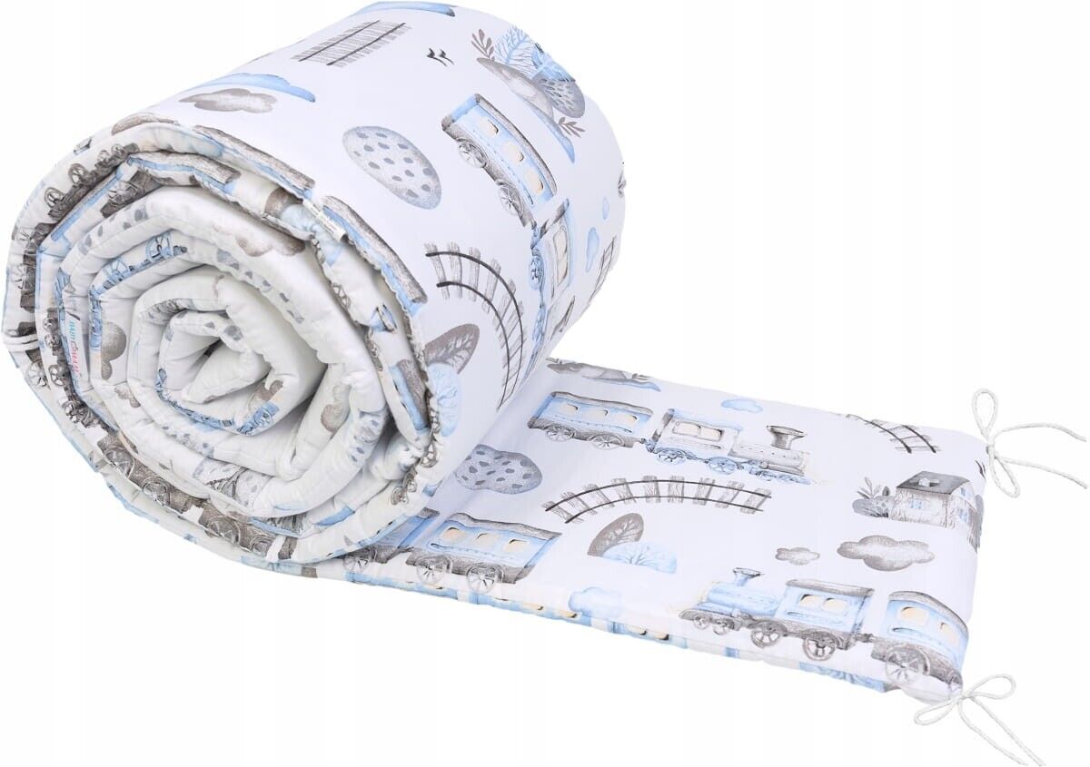 Baby Bedding Set 5Pc Bumper All around Cotton to Fit Cot 120x60cm Retro Locomotive