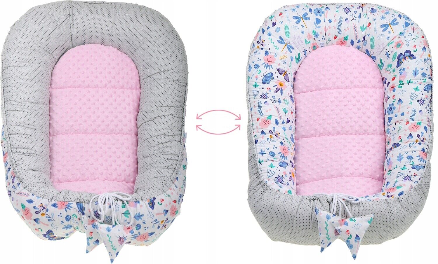 Baby Soft Cocoon 6pc Double-sided Infant Nest Bed Cushion On the Meadow/ Dots