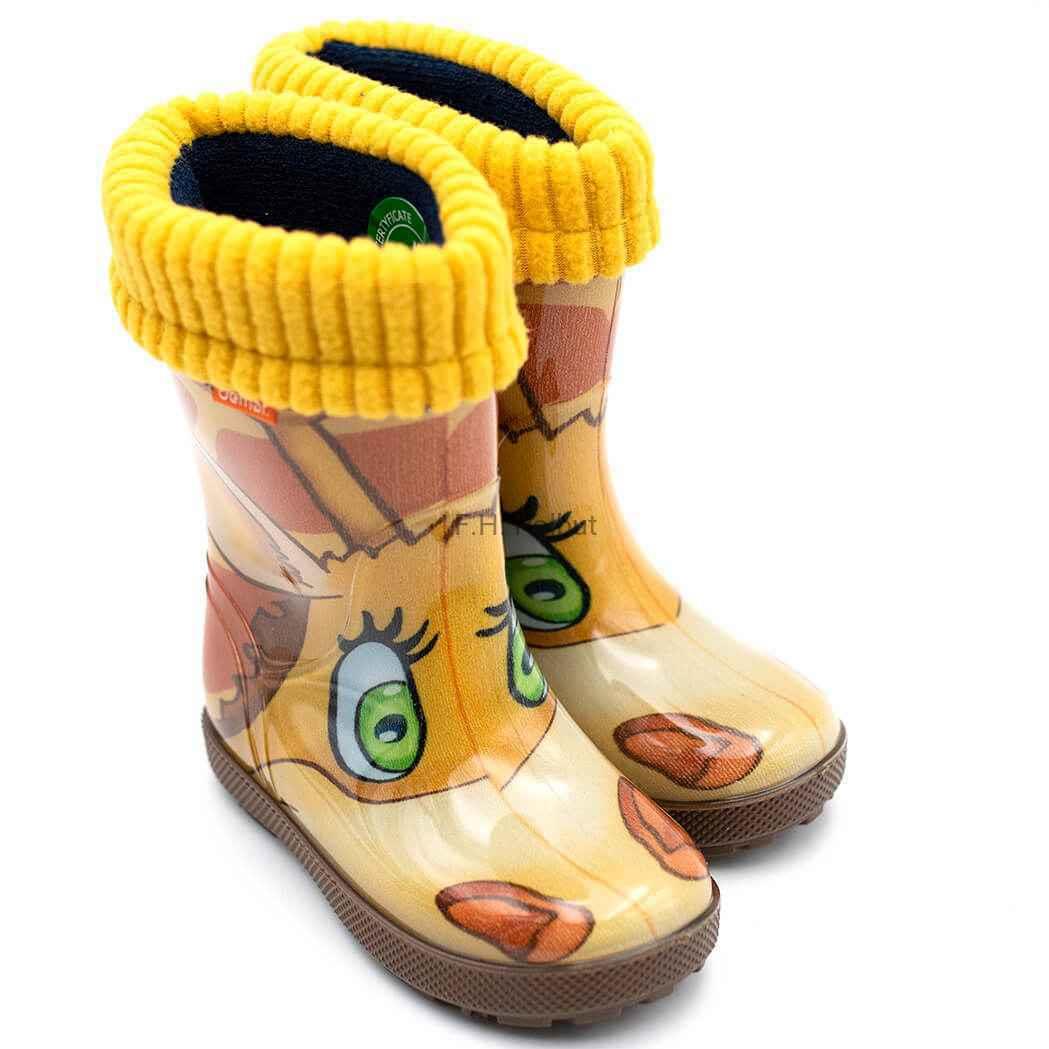 Wellies Kids Rain Snow Boots Removable Inner Lining Socks Wellington Giraffe