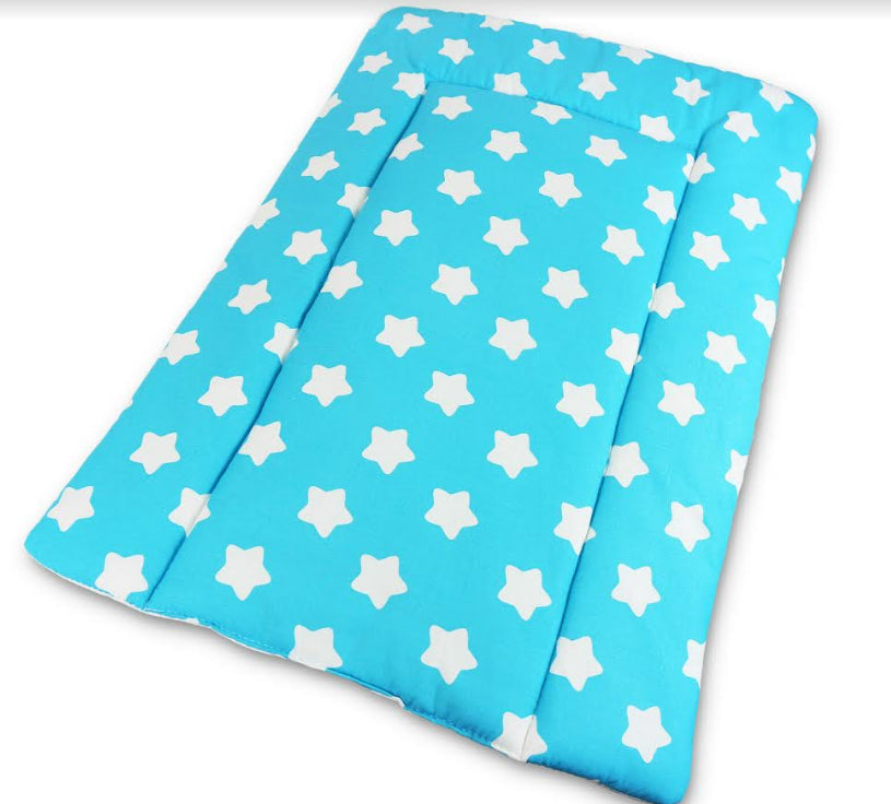 Baby 100% cotton changing mat child toddler Big white stars on turquoise