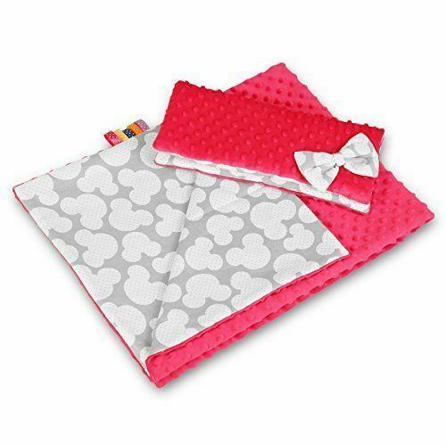 Warm Baby Blanket Dimple Quilt Pillow 100X75cm Pink - Mouse Grey