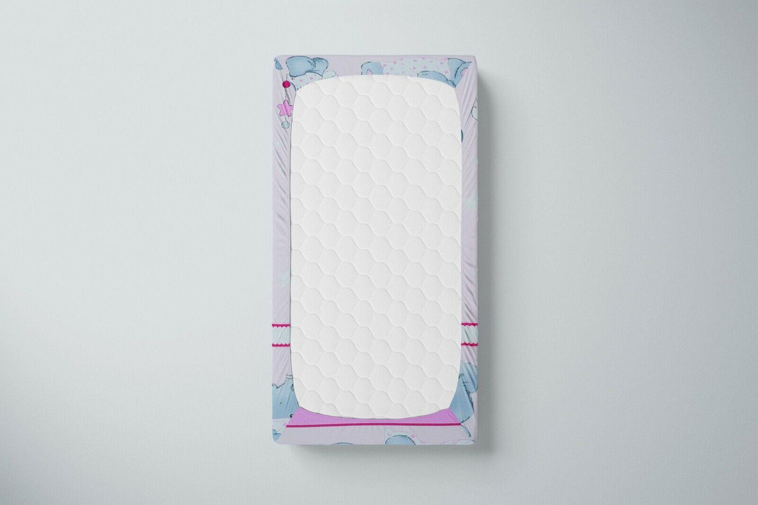 Baby Fitted Cot Sheet Printed Design 100% Cotton Mattress 120X60 cm Cuddle Bear Pink