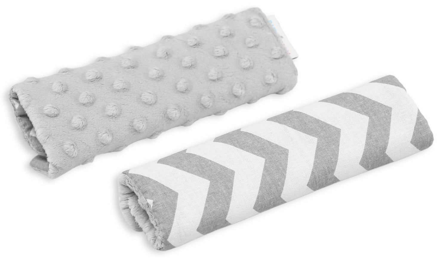 Dimple Belt Cover Car Seat Pram Pad Shoulder Soft Strap 2 Piece Grey/Zig Zag