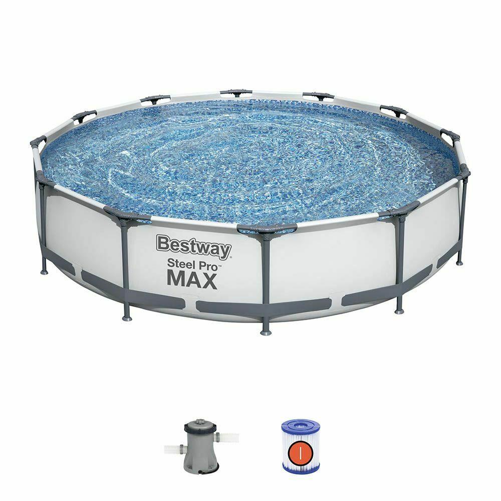 Bestway Steel Pro Max Round Garden Swimming Pool 366 X 76cm 12Ft X 30In + Pump