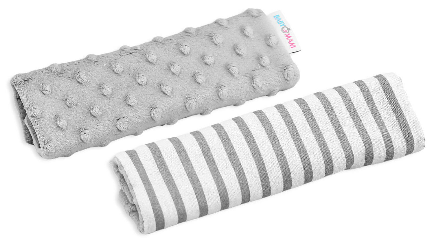 Dimple Belt Cover Car Seat Pram Pad Shoulder Soft Strap 2 Piece Grey/Grey Stripes