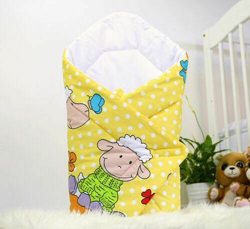 Baby Swaddle Wrap Newborn Bedding Blanket 100% Cotton Sleeping Bag Fox In Sheep Yellow