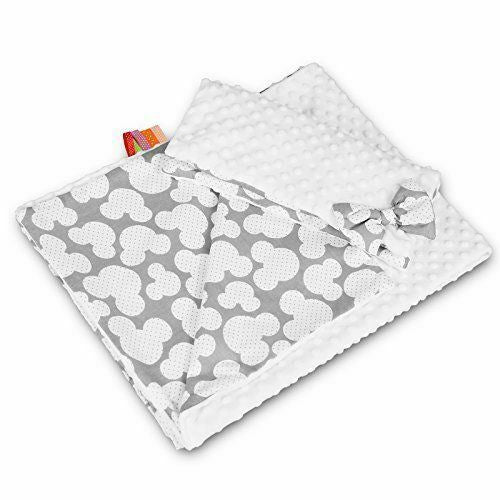 Warm Baby Blanket Dimple Cotton Quilt Pillow Double Sided 100X75cm White - Mouse Grey