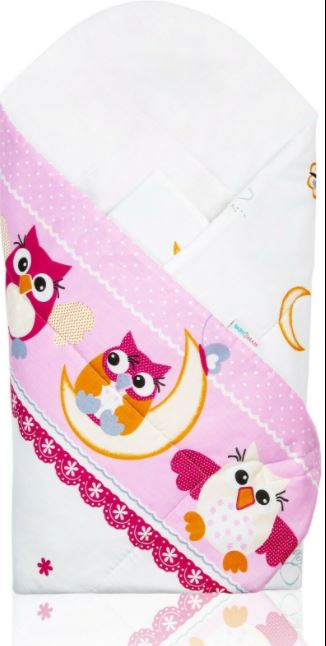 Baby Swaddle Wrap Newborn Bedding Blanket 100% Cotton Sleeping Bag Owls Moon Pink