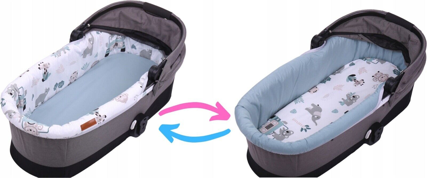 Carrycot cover Double-sided Liner Pushchair Pram On Safari/Sage