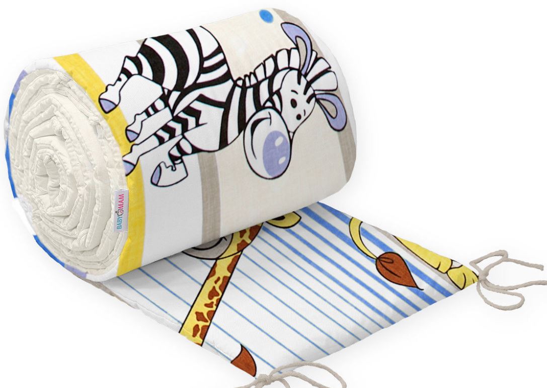 Padded Bumper To Fit Baby Cot Bed All-Round Cotton 420cm Safari Blue