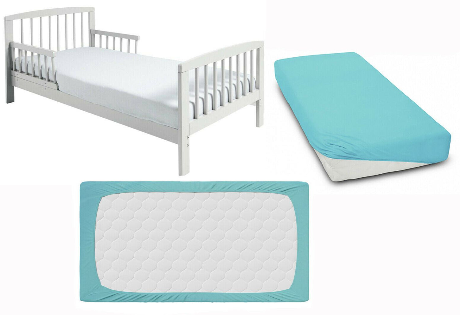 Super soft fitted sheet jersey stretchy cotton fit Junior bed 160/80cm Blue - MyHappy Baby