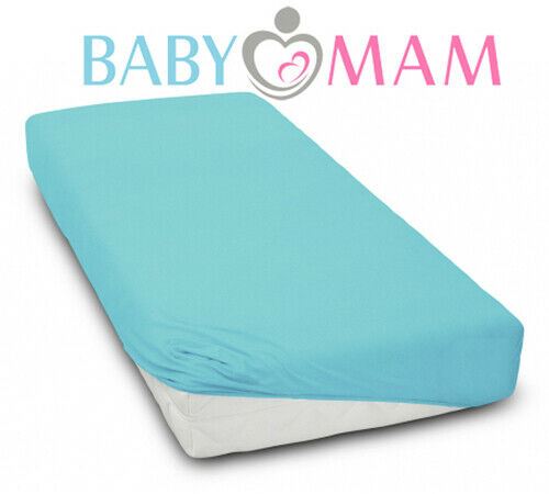 Super Soft Fitted Sheet Jersey Stretchy Cotton Fit Cot 120/60cm Blue - MyHappy Baby