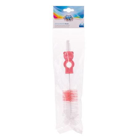 Bottle Brush 2 In 1 Canpol Baby Feeding Bottle Teat Spout Nozzle Cleaner Pink