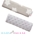 Dimple Belt Cover Car Seat Pram Pad Shoulder Soft Strap 2 Piece Grey/Big White Stars On Grey