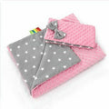Warm Baby Blanket Dimple Quilt Pillow 100X75cm Light Pink - Small White Stars