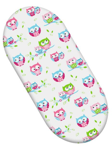 Cotton Fitted Baby Sheet Fit Moses Basket Pram 80X38cm Owls White
