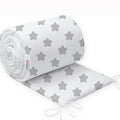 Baby Bedding Cot Liner 190 cm Half Cot Bed Big Grey Stars On White