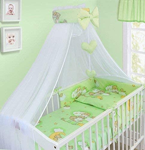 Baby bedding set 10Pc fit cot bed 140x70cm - Ladder Green