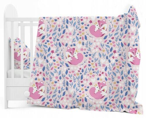 Baby 4Pc Bedding Set Pillow Duvet Quilt Fit Cotbed 140X70cm Pink Fox