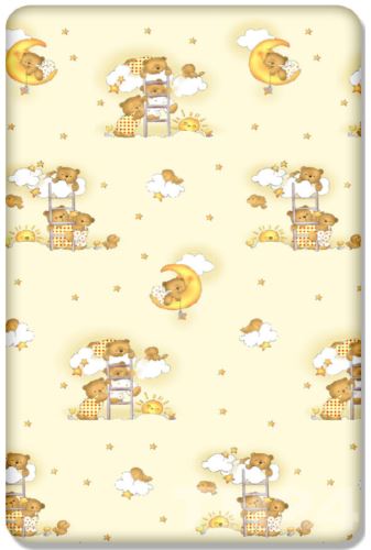 Baby Fitted Cot Bed Sheet Printed 100% Cotton Mattress 140X70cm Ladder Cream