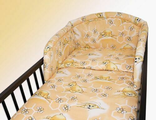 Baby padded bumper 180cm fit COT 100% Cotton Teddy honey peach