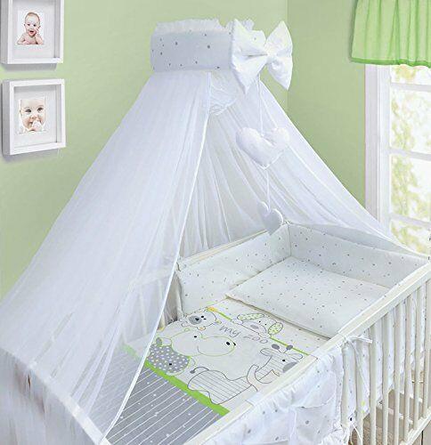 Baby bedding set Cotton Nursery 14pc to Fit Cot 120x60cm Zoo green